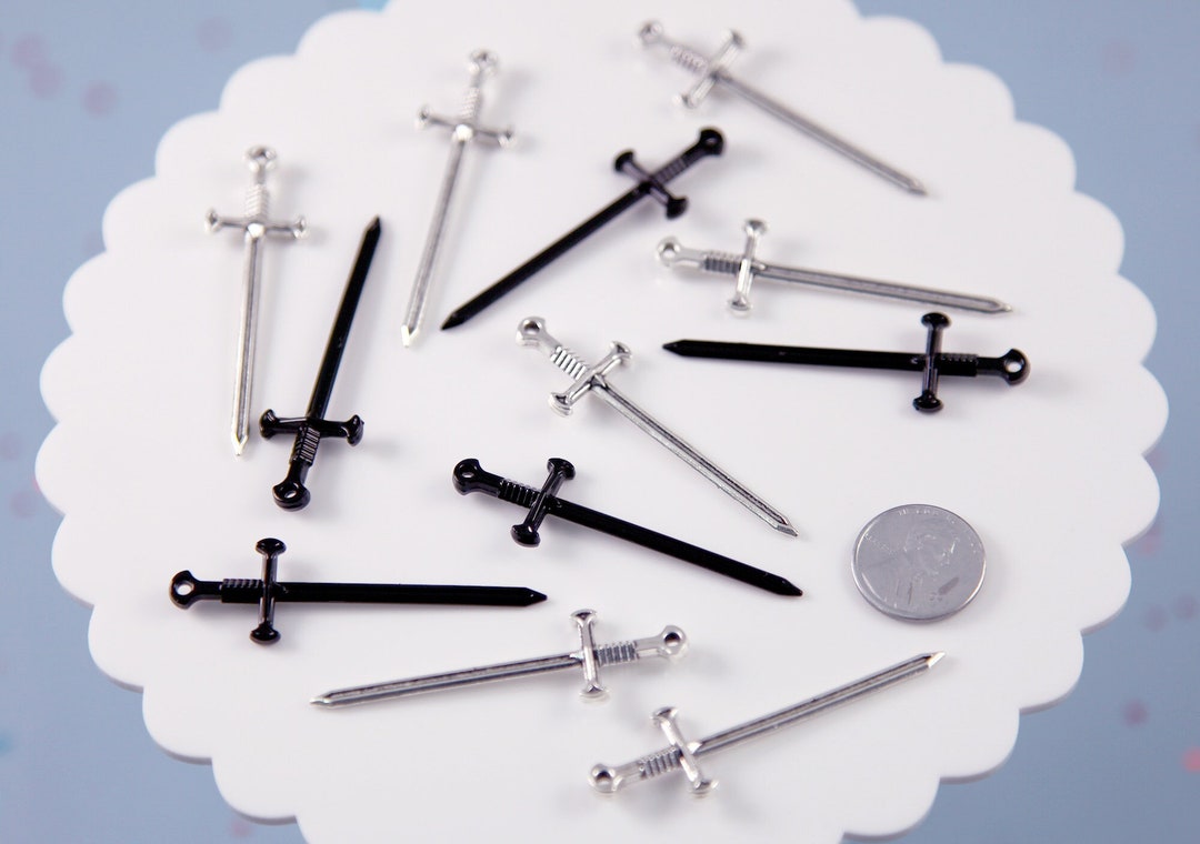 Sword Charms - 54mm Metal Classic Sword Charm or Pendant - Easy to Make ...