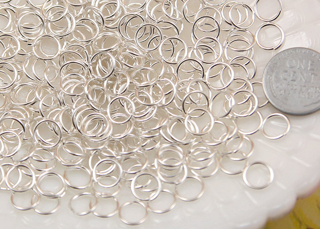 Jump Rings 8mm Medium Silver Plated Open Jump Rings, Brass 100 Pc Set 
