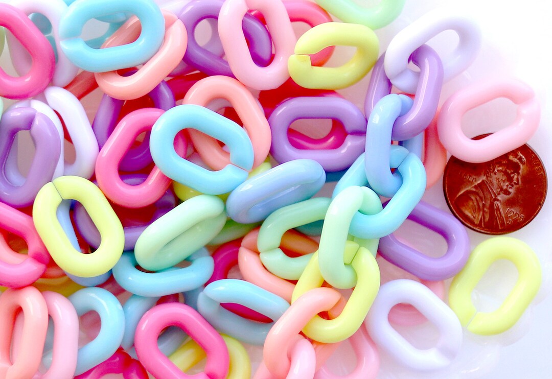 Plastic Chain Links 20mm Beautiful Bright Pastel Color Plastic or