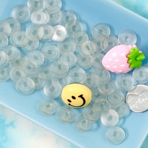 Shoe Charm Blanks: 12mm Clear Clog Buttons with 10mm Glue Pad (20 Pcs)