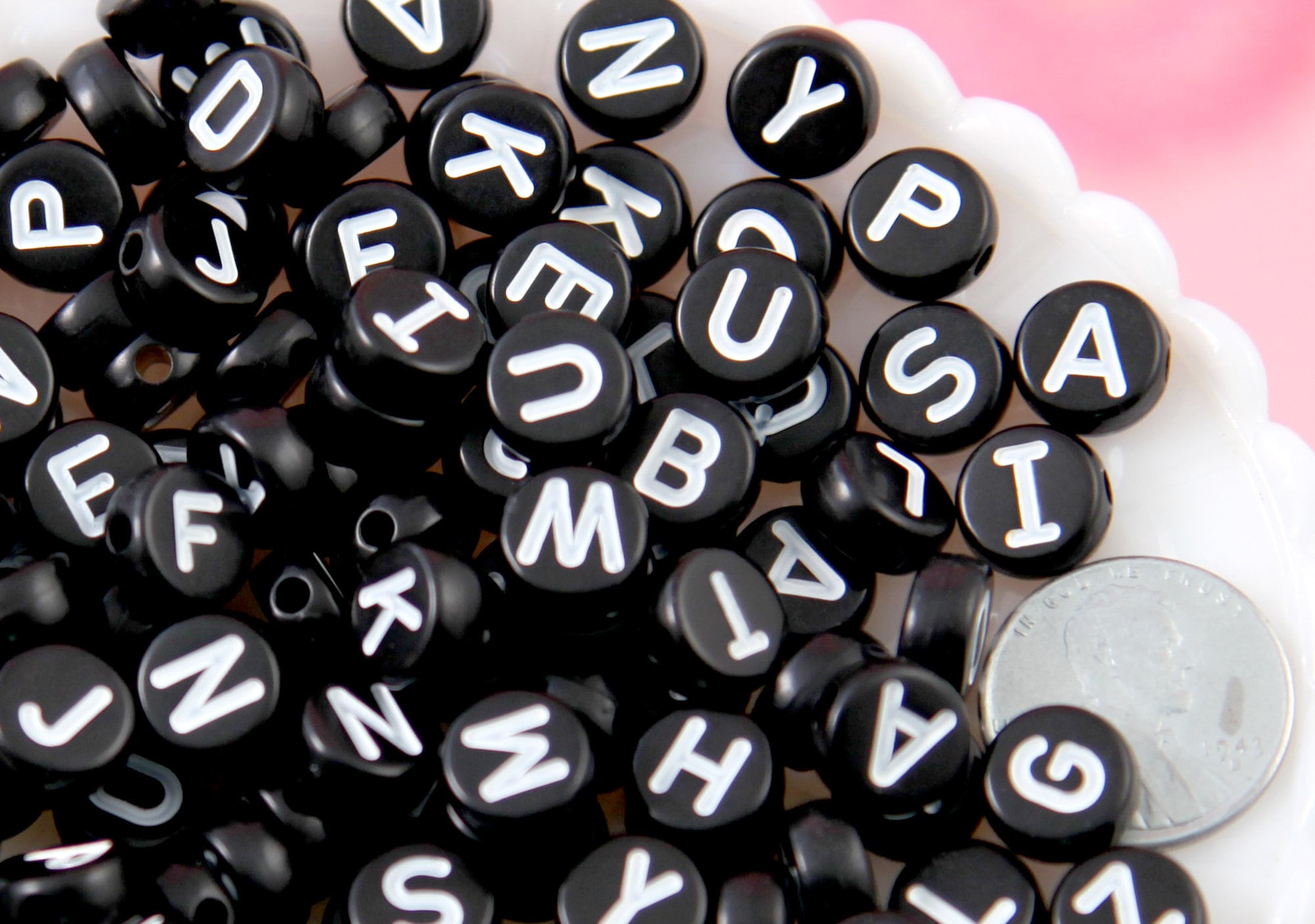 Big Letter Beads 10mm Large Round Black Alphabet Acrylic or Etsy