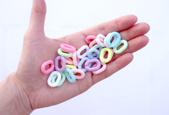Small Pastel Plastic Chain Links 15mm Small Beautiful Bright Pastel Color  Plastic or Acrylic Chain Links Mixed Colors 200 Pc Set 