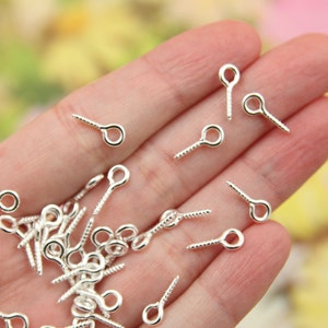 11mm Big Silver Color Screw Eyes - 100 pcs set - For making items into Charms bild 2