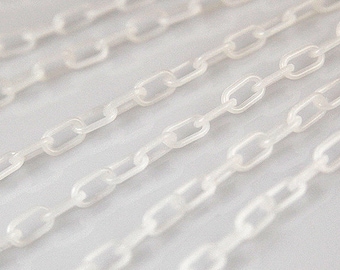 Plastic Chain - 7mm Delicate Milky White Plastic Chain - 55 inches or 140 cm - 2 pieces