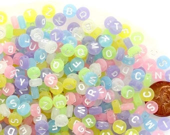 Pastel Letter Beads - 6mm Little Pastel Matte Candy Round Alphabet Acrylic or Resin Beads - 400 pc set