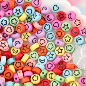 7mm Symbol Beads: Moon, Heart, Flower, Star - 300 pc Set