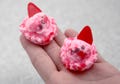 35mm Fake Pink Ice Cream Scoop Decorations or Charms - for making fake food crafts - 3 pc set