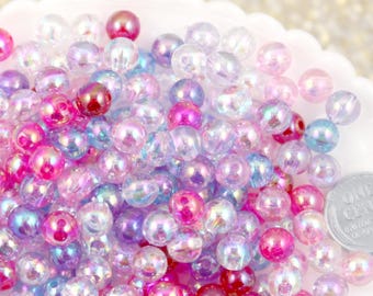 Pastel Iridescent Acrylic Beads: 8mm AB Finish, 150 pc Set