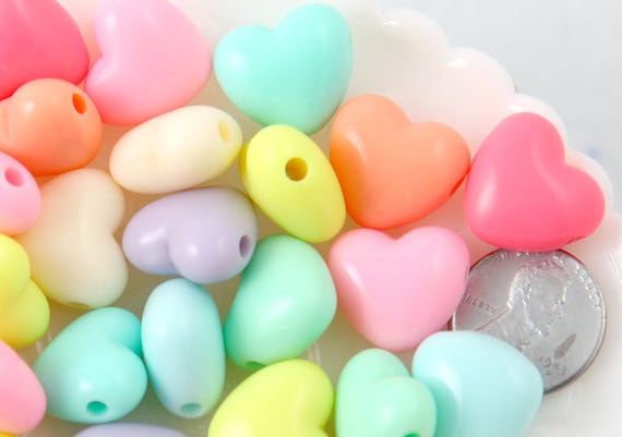 Perline 29x25mm Per Fai-da-te 5 Perline Di Cuore In Acrilico Trasparenti Colorate - 29x25mm, Per Bigiotteria E Decorazioni Perline Acriliche Per Bracciali