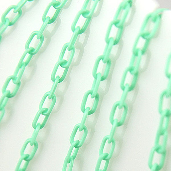 Plastic Chain - 7mm Delicate Mint Green Plastic Chain - 55 inches or 140 cm - 2 pieces