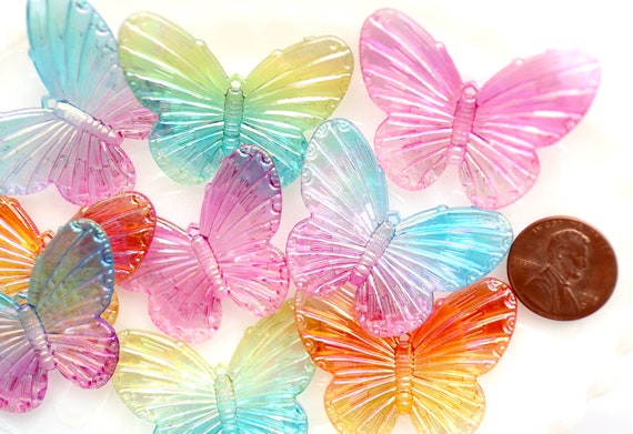 10pc Little butterflies Sparkly MIX Color butterfly flatback findings craft 10mm 