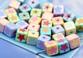 Chunky Cube Beads - 10 pieces - 18mm Super Cute Cube Shape with Star Pattern Acrylic or Resin Beads
