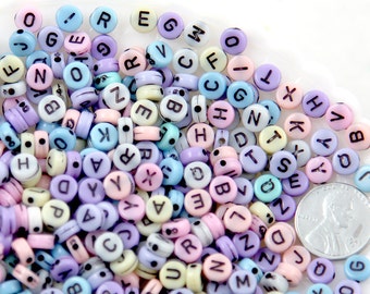 Pastel Letter Beads - 6mm Little Pastel Round Alphabet Acrylic or Resin Beads - 400 pc set