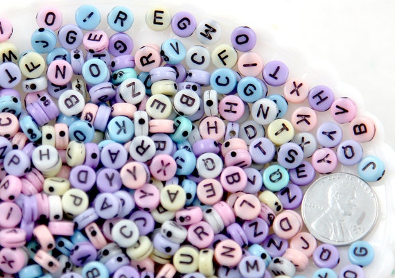 Pastel Letter Beads - 6mm Little Translucent Pastel Round Alphabet Acr –  Delish Beads