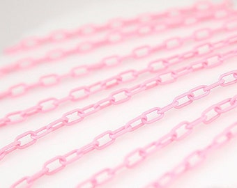 Plastic Chain - 7mm Delicate Classic Pink Plastic Chain - 55 inches or 140 cm - 2 pieces