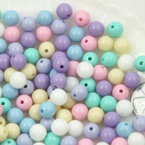 Pastel Beads - 8mm Small Pastel Gumball Bubblegum Plastic Acrylic or Resin Beads - 200 pc set