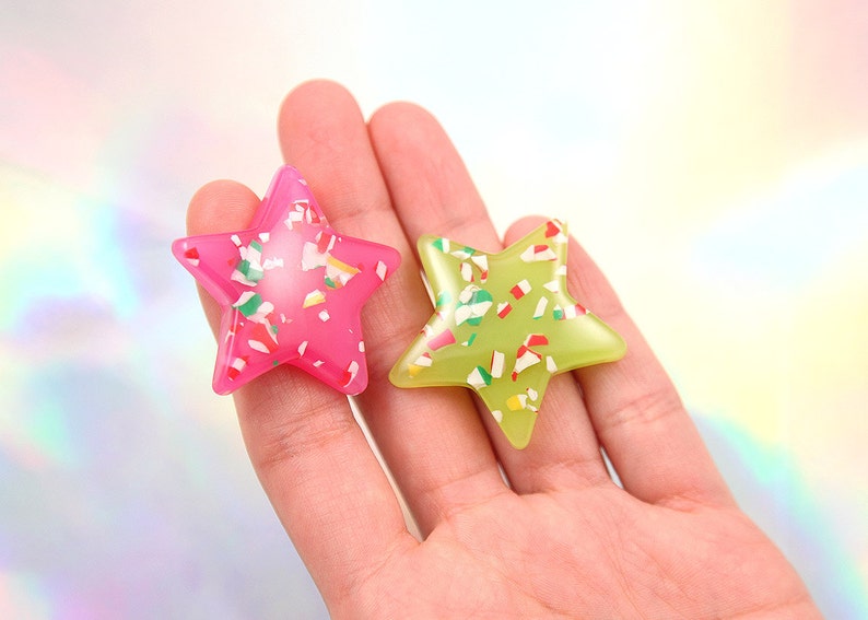37mm Bright Color Peppermint Candy Confetti Stars Resin Etsy