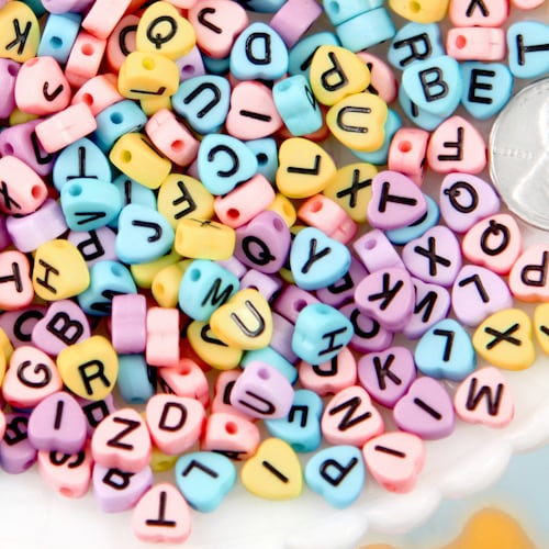 Letter Beads 7mm Little Pastel Heart Shaped Alphabet Acrylic Etsy