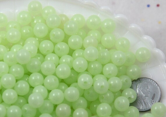 Glow in the Dark Beads 8mm Small Round Glow-in-the-dark Plastic or