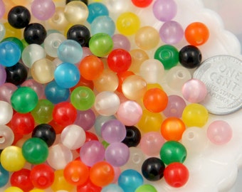 Resin Beads - 8mm Tiny Moonglow Resin Beads, Mixed Color - 200 pc set