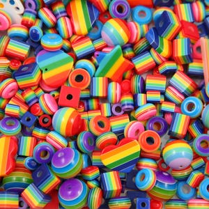Bead Soup - Rainbow Bead Grab Bag - 100+ pcs - Beads, Charms, Cabochons - great for kandi, ispy, sensory crafts, jewelry making