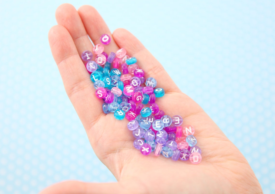 Pastel Letter Beads 6mm Little Translucent Pastel Round Etsy