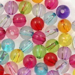 Round Acrylic Beads - 12mm Transparent Colorful Chunky Gumball Bubblegum Plastic Resin or Acrylic Beads - 50 pcs set