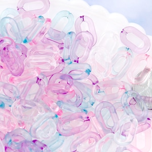 Pastel Plastic Chain Links - 15mm Pastel Transparent Colorful Plastic or Acrylic Chain Links - Mixed Colors - 200 pc set