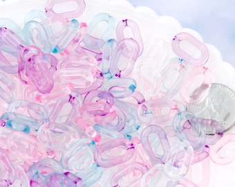 Pastel Plastic Chain Links - 15mm Pastel Transparent Colorful Plastic or Acrylic Chain Links - Mixed Colors - 200 pc set