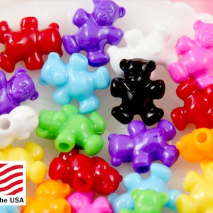 Teddy Bear Beads - 25 pcs - 24mm Cute Bear Shape Acrylic or Resin Beads