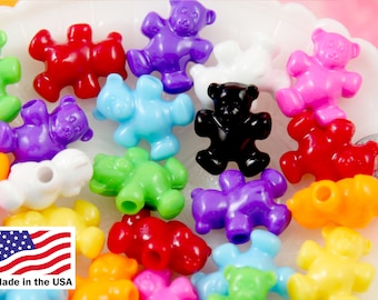 Teddy Bear Beads - 25 pcs - 24mm Cute Bear Shape Acrylic or Resin Beads