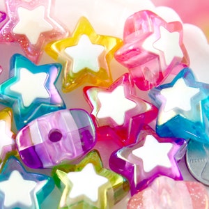 Star Beads - 10 pieces - 22mm Amazing AB Translucent Double Star Acrylic or Resin Beads