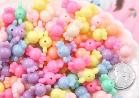 Candy Beads 9mm Small Candy Shape Beautiful Bright Pastel Acrylic