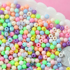 Pastel Plastic Spacer Beads: Tiny Acrylic Beads, 4mm 1000 pc Set