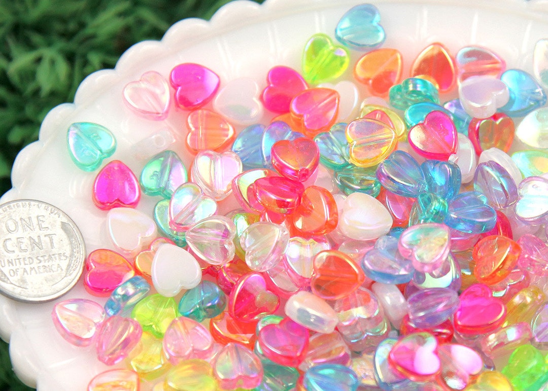 Iridescent Puffy Star Beads  Mini Glass Bead in Rainbow Colour