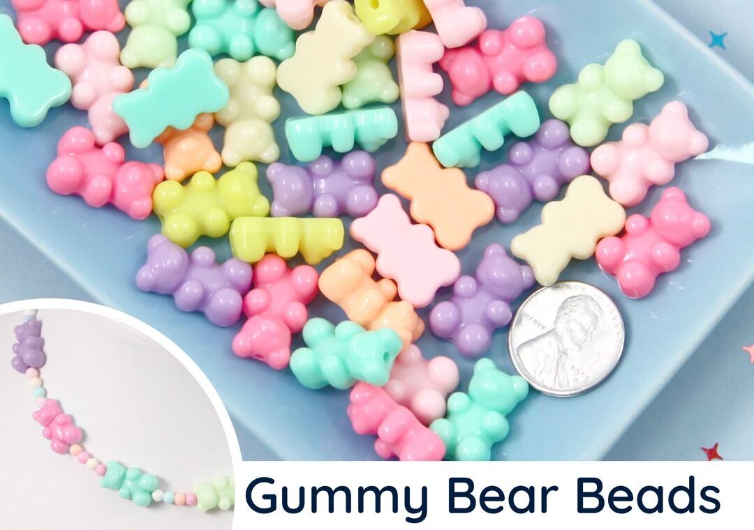 Pastel Gummy Bear Beads 18mm Pastel Opaque Fake Gummy Bears With Hole