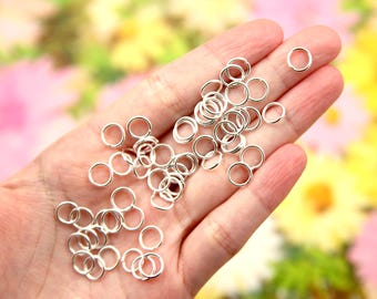 8mm Silver Plated Jump Rings: Brass Jewelry Connectors, 100 pc