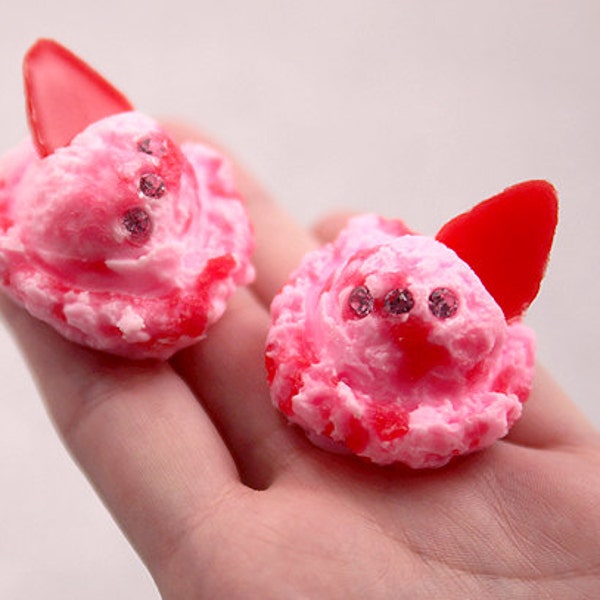 35mm Fake Pink Ice Cream Scoop Decorations or Charms - for making fake food crafts - 3 pc set