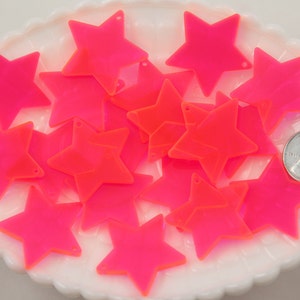 Resin Star Charms 30mm Bright Pink Star Acrylic or Resin Charms 6 pc set image 3