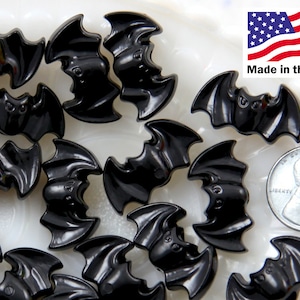 Bat Beads - 25mm Spooky Black Bats Plastic Acrylic or Resin Beads - 24 pc set