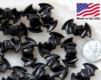 Bat Beads - 25mm Spooky Black Bats Plastic Acrylic or Resin Beads - 24 pc set