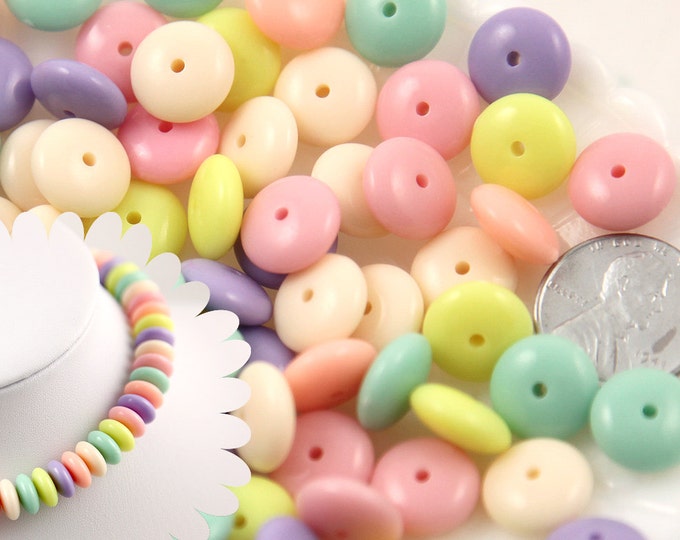 Candy Necklace Beads 12mm Candy Color Rondelle Pastel Disc Etsy