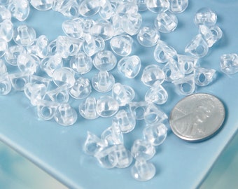 Plastic Bails - 8mm Hanging Style Clear Round Transparent Plastic Bails - make cabochons into beads - 200 pc set