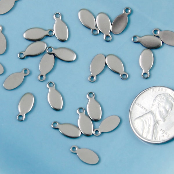 10mm Long Thin Shape Small Silver Color Bails - Stainless Steel Drop Pads, for Making Cabochons into Charms! - 25 pc set