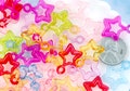 20mm Transparent Plastic Star Charms: Colorful Acrylic Pendants, 100 pc Set