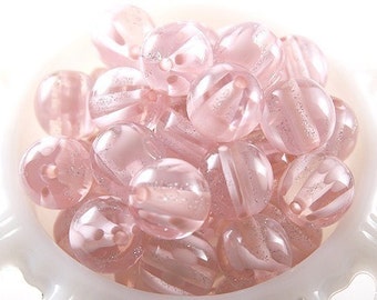 Chunky Glitter Beads - 18mm Pink Galaxy Glittery Resin Beads - 12 pc set