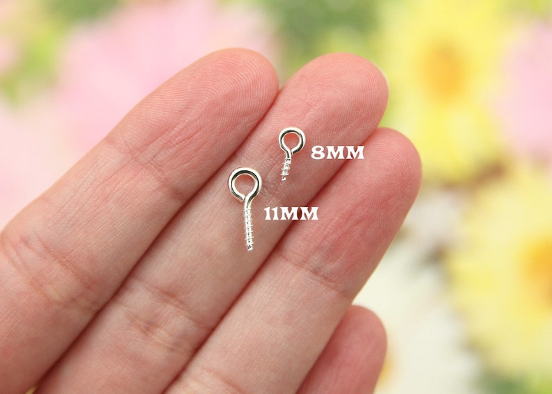 11mm Big Silver Color Screw Eyes - 100 pcs set - For making items into Charms bild 4
