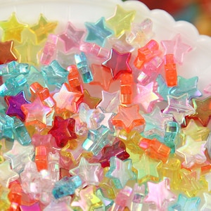 Iridescent Star Beads: 10mm AB Plastic Acrylic Resin, 200 pc Set