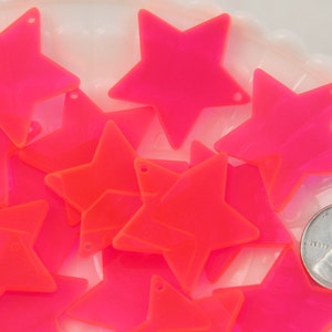 Resin Star Charms 30mm Bright Pink Star Acrylic or Resin Charms 6 pc set image 4