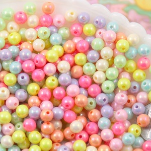 Pastel Beads - 6mm Ice Cream Pastel Colors Shiny AB Iridescent Small Round Shape Plastic or Acrylic Beads - 500 pcs set